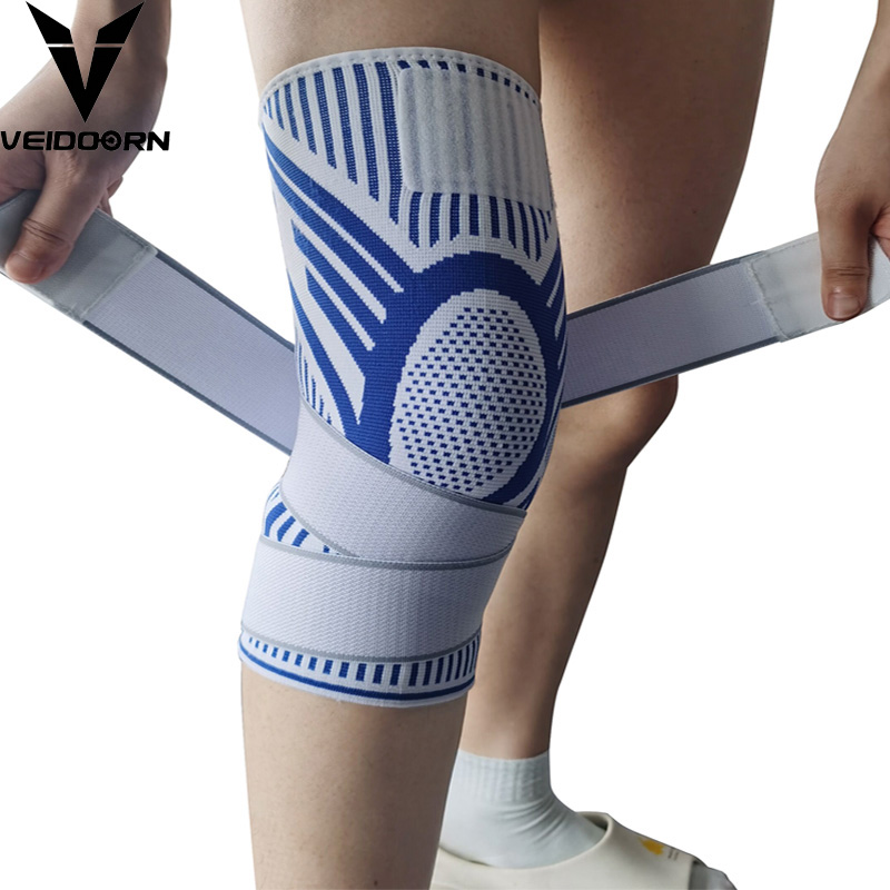 Gear For Crossfit - 1PC ผู้ชายการบีบอัดกีฬา Crossfit เข่า Pads ฟิตเนสเกียร์ยืดหยุ่นบาสเกตบอลวอลเลย์บอลเข่ารั้งสายรัดยาว
