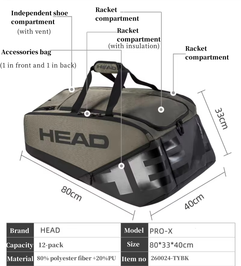 กระเป๋าใส่ไม้เทนนิสซีรีส์ HEAD - Head Racket Boom บทวิจารณ์และราคา